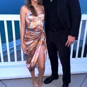 Pretty little thing marble silk corset dress
